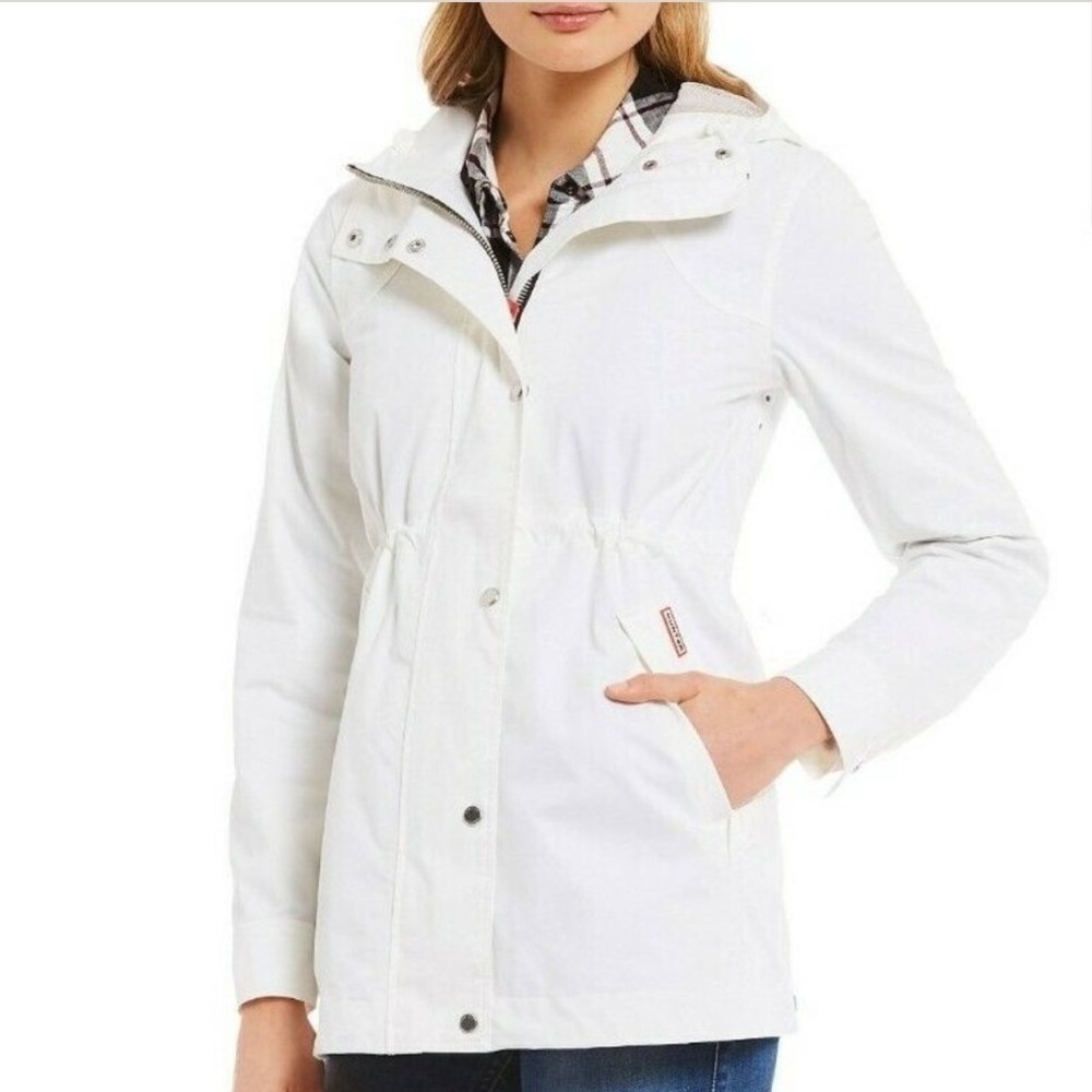 HUNTER Original Smock Cotton Rain Jacket Coat White Small
